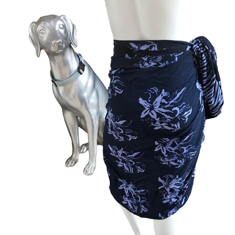 Floral Blue Mexican Sarong Fringed Skirt Women’s Size One Size